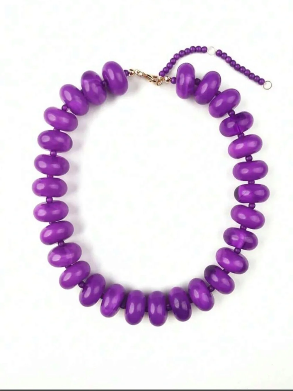New! Deep Purple Resin Beaded Chunky Statement Necklace - Women’s Jewelry - Picture 6 of 9